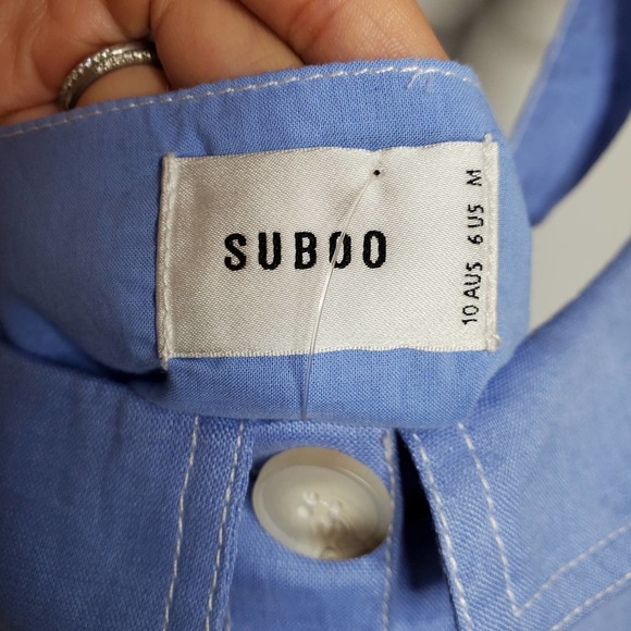 SUBOO • Blue Azure 100% Linen Crop Top NEW Sz 6 - Picture 5 of 8